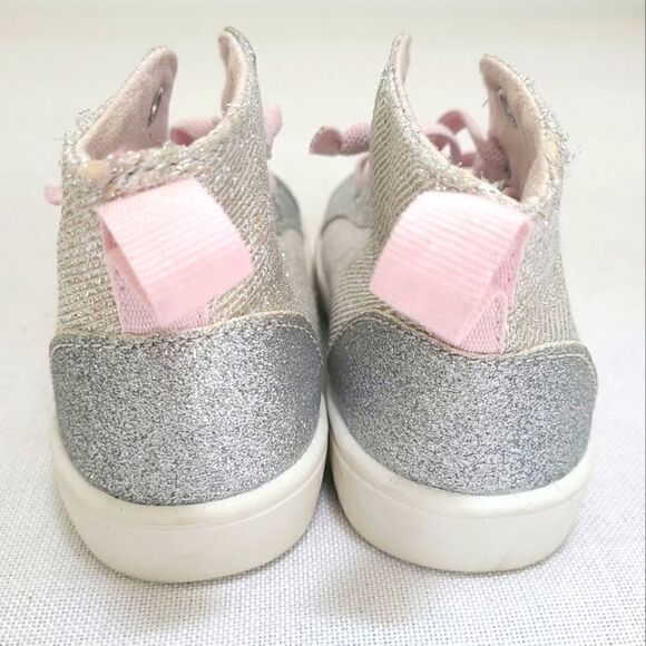 Carter's Silver & Pink Glitter High Top Sneaker Sz 8 - Picture 5 of 8